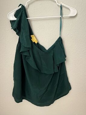 Maeve Deep Teal Ruffled One-Shoulder Top